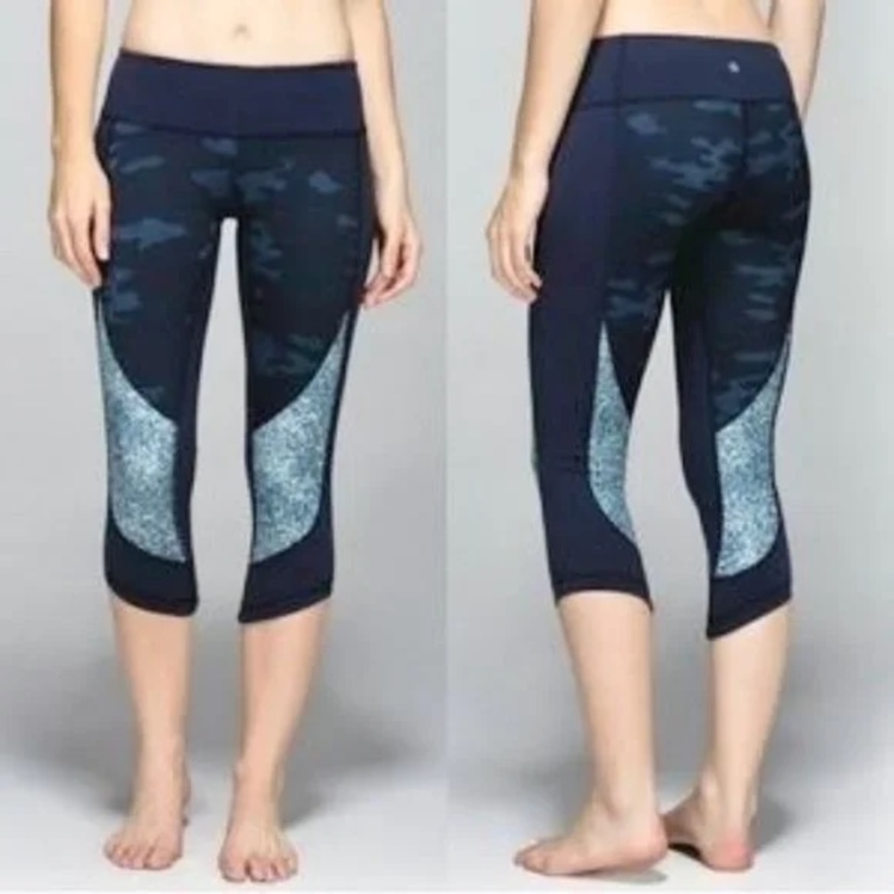 Lululemon camo/flower 3/4 length high waist leggings